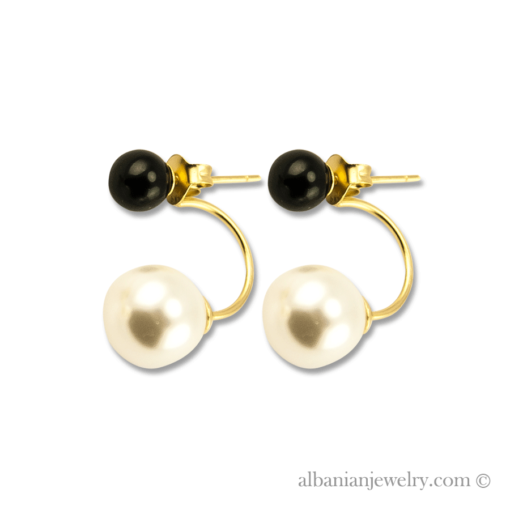 Double black and white pearl earrings