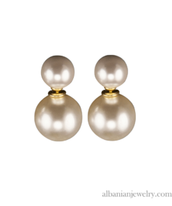 Double pearl earrings with 2 freshwater pearls