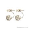 Double pearl earrings, silver with white pearl and zirconia