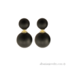 Double pearl earrings with 2 black matt pearls