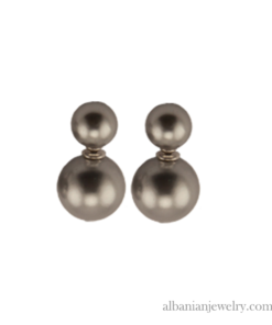 Double silver pearl earrings