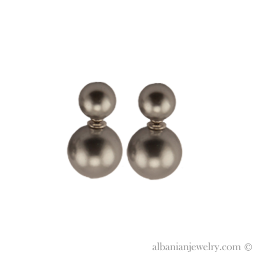 Double silver pearl earrings
