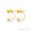 18 karat gold plated double gold and white pearl earrings