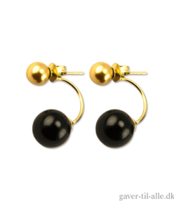 Doppel-Gold und schwarze Perle Ohrringe