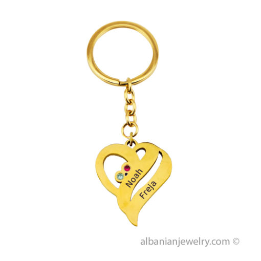 18 karat Gold Plated Two Hearts Keychain