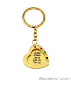 Gold-plated heart up to 4 Names Keychain