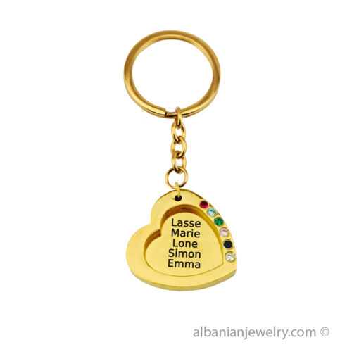 Gold-plated heart up to 4 Names Keychain