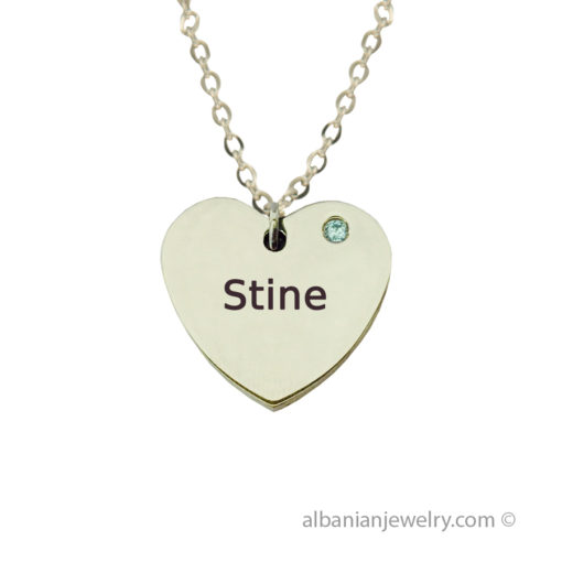 Heart necklace in silver with one name