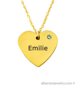 18 karat gold plated heart necklace with one name