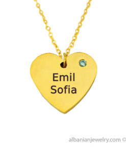 18 karat gold plated heart necklace with three names