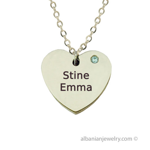 Heart necklace in silver with two names