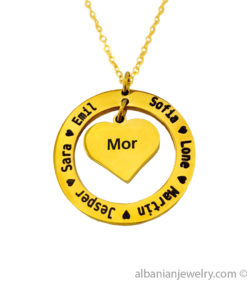 18 karat gold plated circle heart necklace