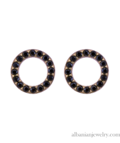 18 karat gold plated circle earrings with black zirconia