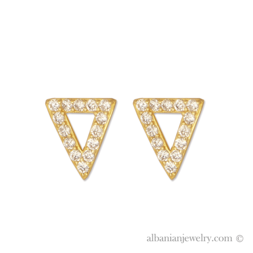 18 karat gold plated triangle earring with white zirconia