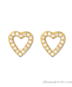 18 karat gold plated heart earrings with white zirconia