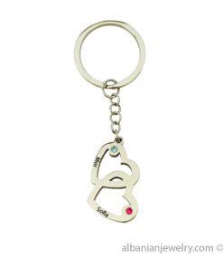 Engraved Vertical heart-to-heart keychain