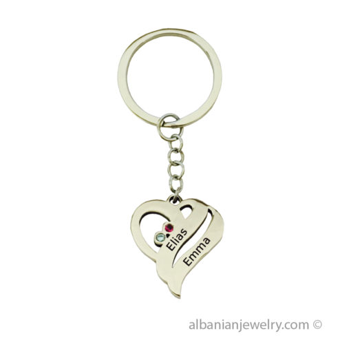 Two Hearts Keychain in Silver