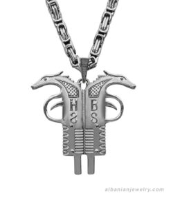 Albanischen Adler Halskette - Pistole geformt in Silber