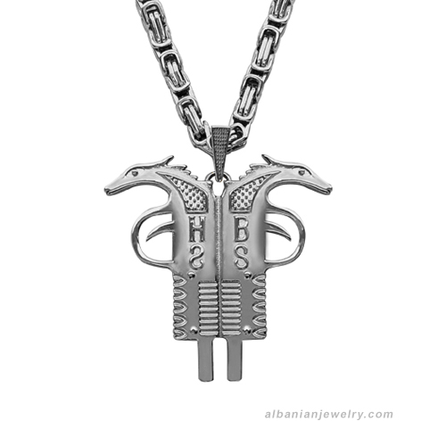 Albanian eagle necklace - Pistol shaped in silver